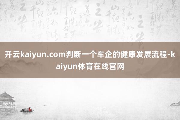 开云kaiyun.com判断一个车企的健康发展流程-kaiyun体育在线官网