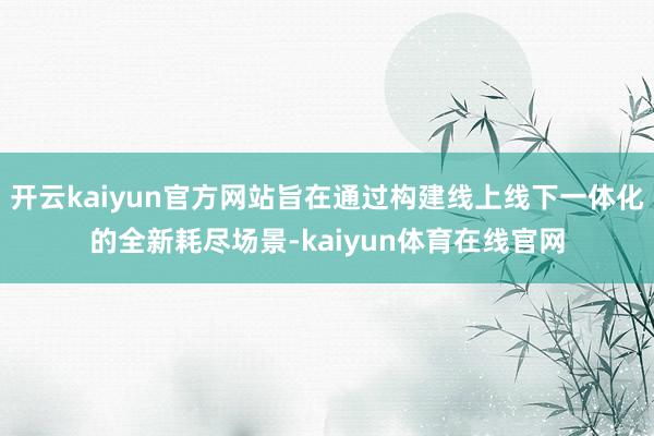 开云kaiyun官方网站旨在通过构建线上线下一体化的全新耗尽场景-kaiyun体育在线官网