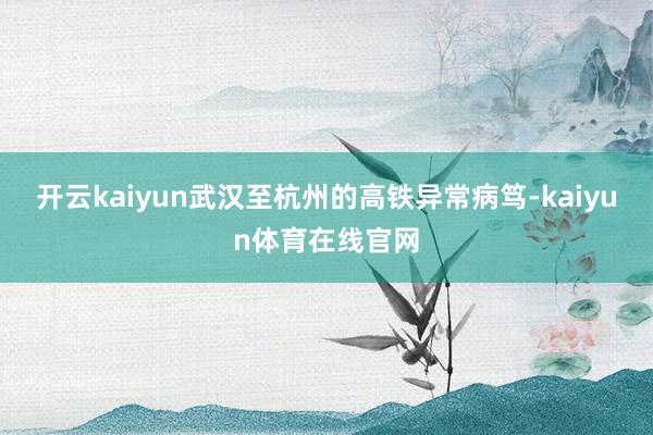 开云kaiyun武汉至杭州的高铁异常病笃-kaiyun体育在线官网