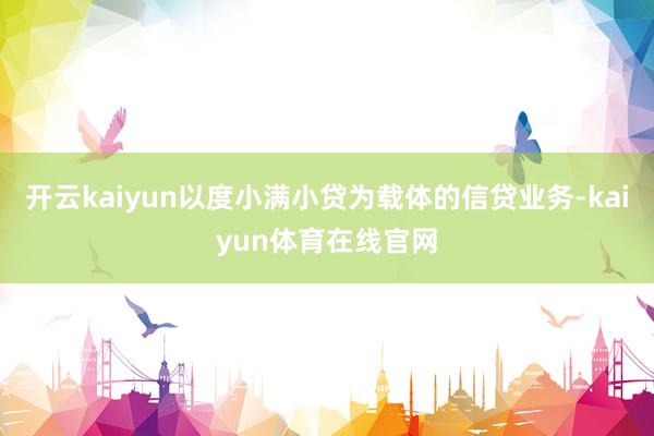 开云kaiyun以度小满小贷为载体的信贷业务-kaiyun体育在线官网