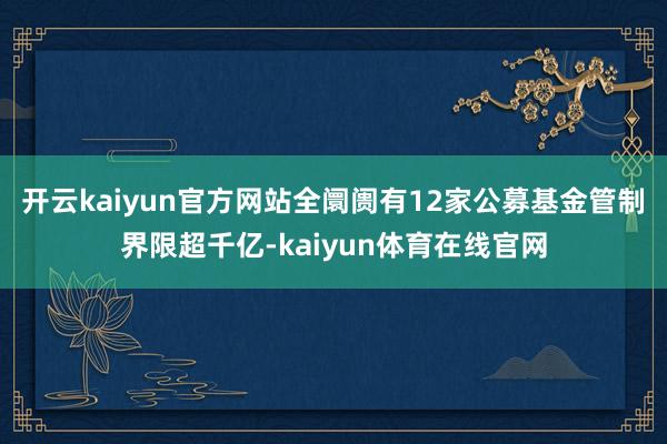 开云kaiyun官方网站全阛阓有12家公募基金管制界限超千亿-kaiyun体育在线官网