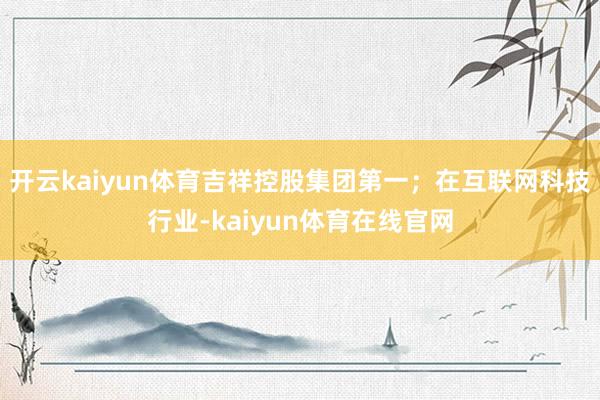 开云kaiyun体育吉祥控股集团第一；在互联网科技行业-kaiyun体育在线官网